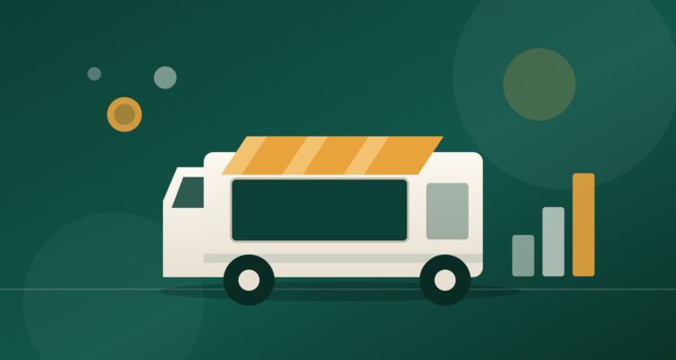 Illustration sans texte d’un food truck et d’un graphique de rentabilité